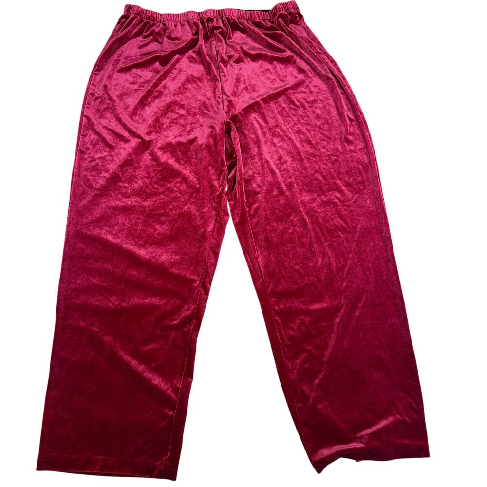 Coldwater Creek Women Velour Red‎ Pants 2X Sheen Event Party Artsy Maximalist